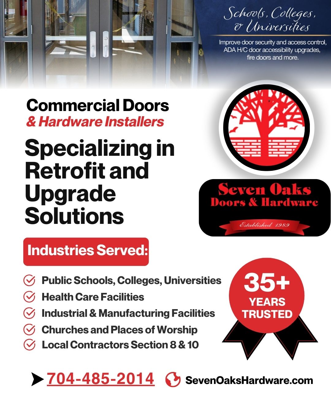 Why North Carolina Facilities Trust Seven Oaks for Commercial Door and Hardware Solutions