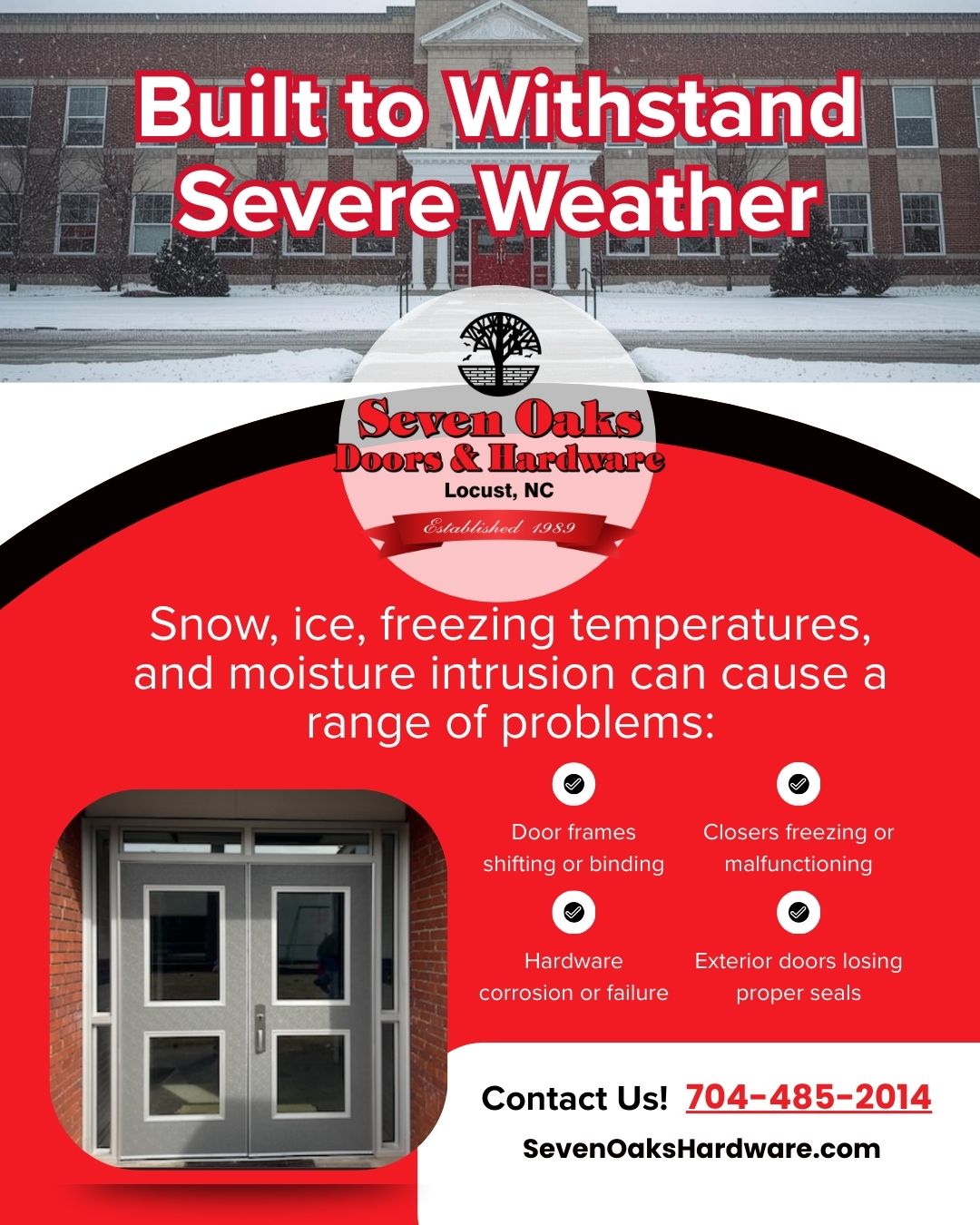 Commercial Doors for Schools in Rocky Mount, NC: Built to Withstand Severe Weather