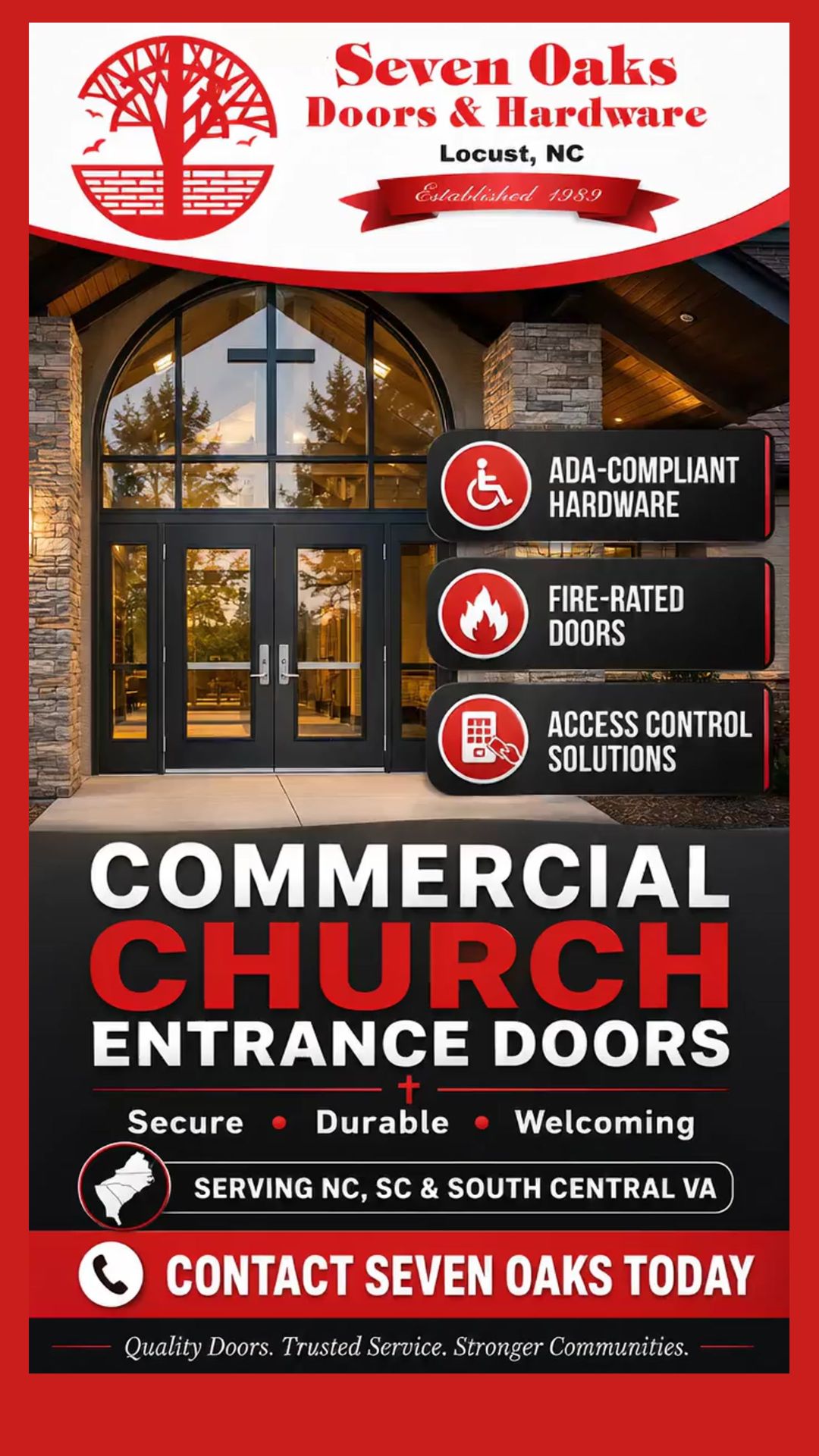 Commercial Church Entrance Doors in New Bern, NC