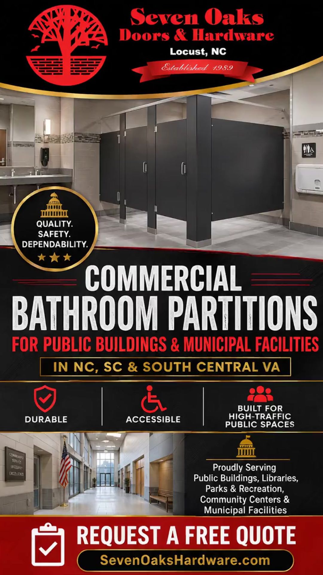 Commercial Bathroom Partitions for Public Buildings and Municipal Facilities