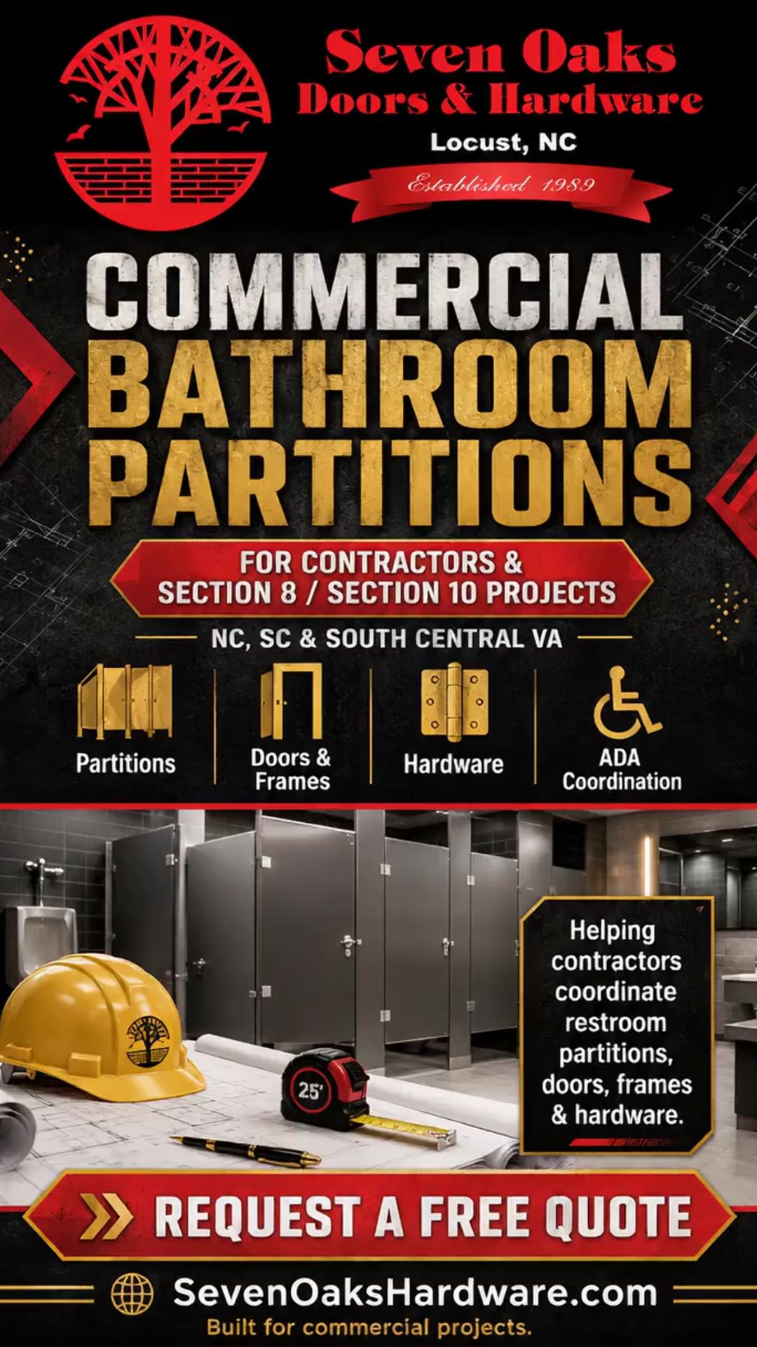 Commercial Bathroom Partitions for Contractors and Section 8 / Section 10 Projects