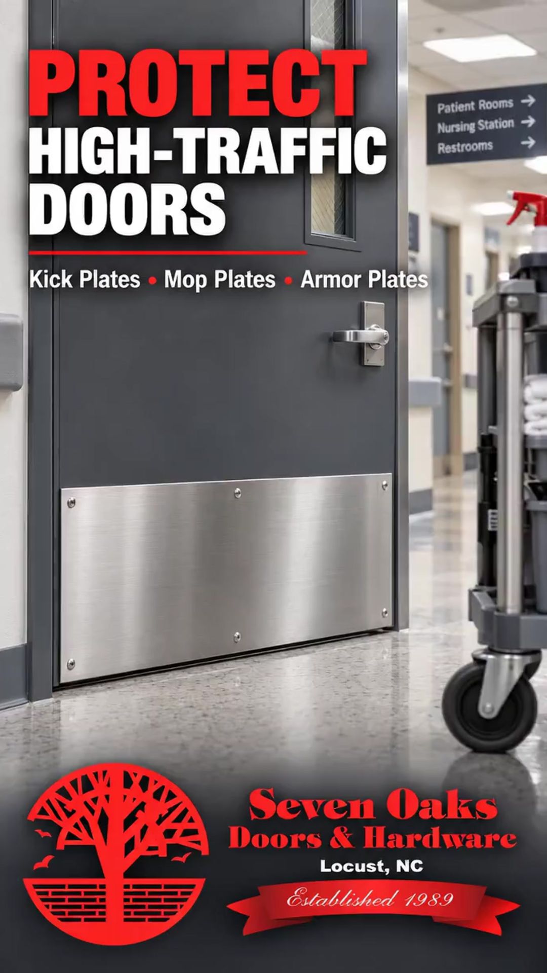 Commercial Door Protection Plates: Kick Plates, Mop Plates & Armor Plates